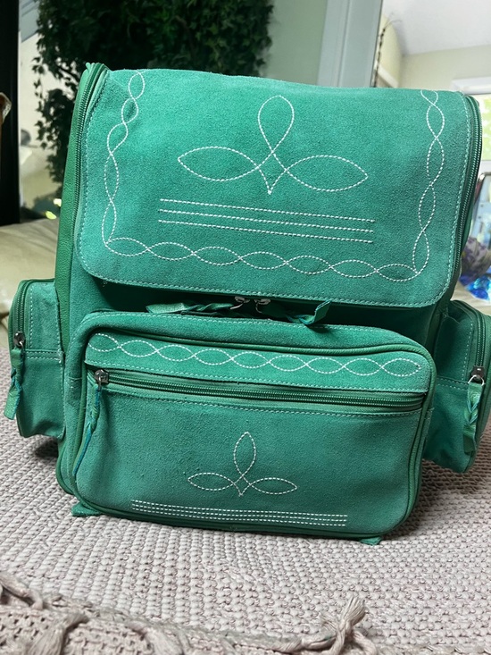 Source Unknown Handbags - Western Style Turquoise Backpack with White Bootstitch